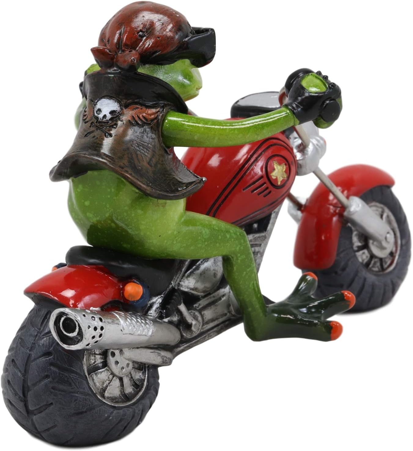 Ebros 8.5" Long Born to Ride Biker Frog Smoking Cigar Riding On Red Chopper Motorcycle Bike Statue Crazy for Frogs Toads Home Decor Accent image 5
