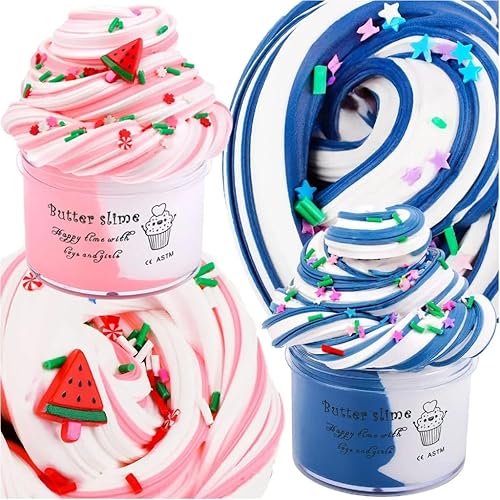 Miniatura 6 de Kit de slime de mantequilla, paquete de 12 regalos de fiesta, juguetes de masilla prefabricados para niños, juego de limo de mantequilla de doble