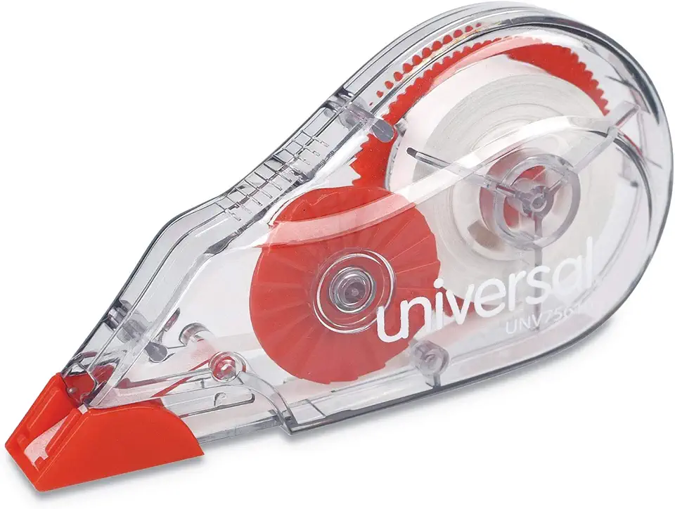 Universal UNV75616 0.2 in. x 315 in. Non-Refillable Correction Tape Dispenser - Transparent/Red (10/Pack)