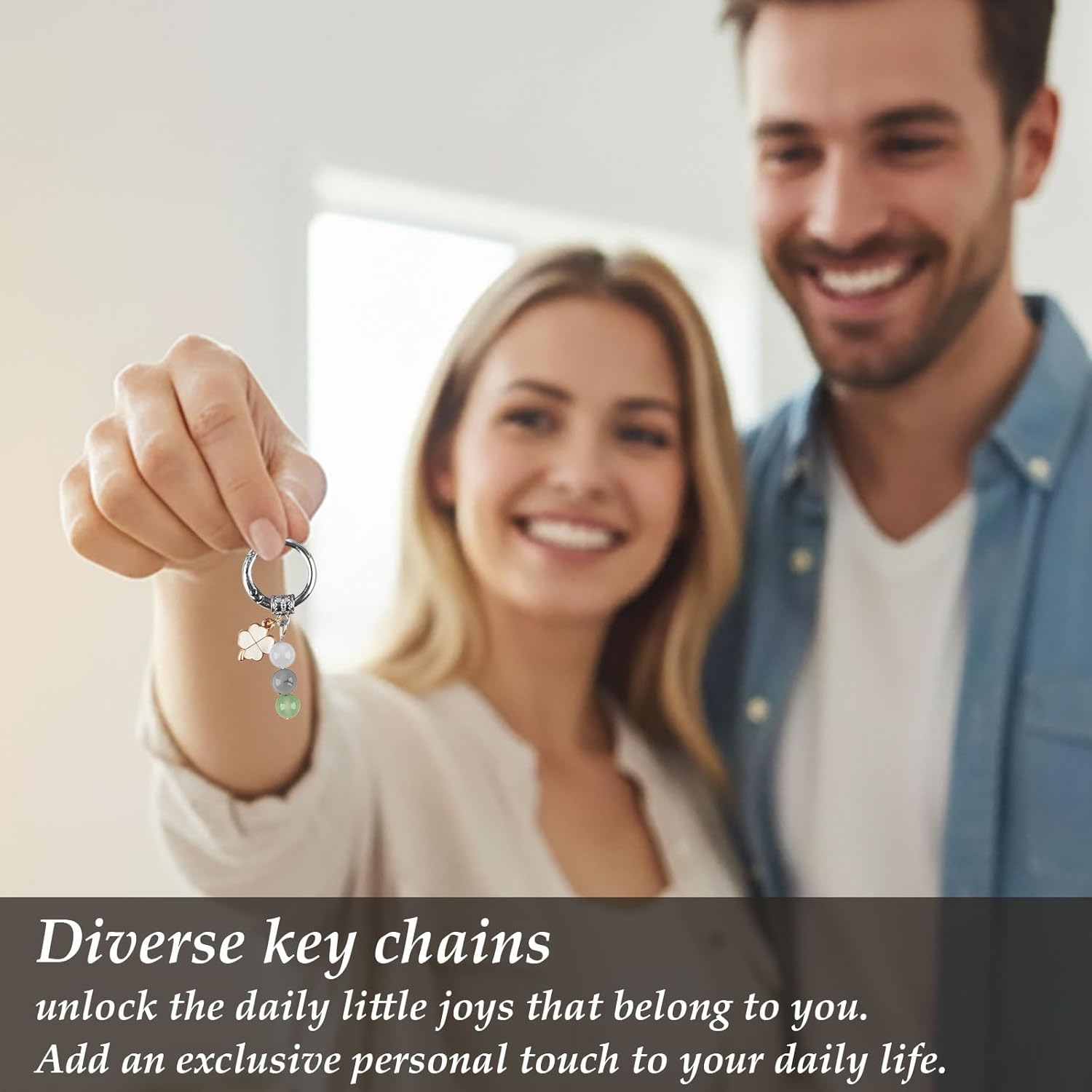 Natural Crystals Keychain for New Beginnings, Inspirational Healing Stones Keychain Good Luck Charms Gifts for Women Bag Purse (C) - Image 5