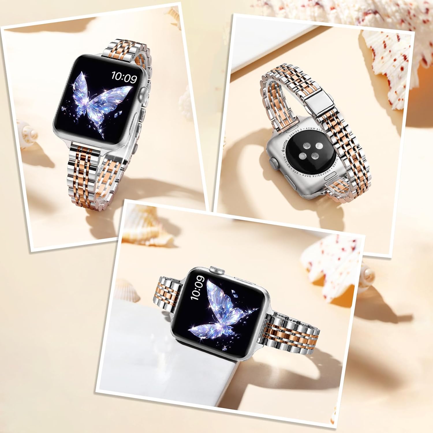 Slim Stainless Steel Band Compatible with Apple Watch Band 38mm 40mm 41mm 42mm 44mm 45mm 46mm 49mm,Women Fashion Metal Replacement Strap for iWatch Bands Series 11 10 9 8 7 6 5 4 3 2 1 SE - Image 7