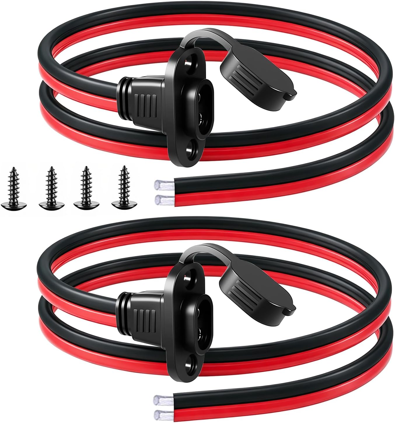10AWG SAE Cable SAE Rectangular Connector Power Socket Sidewall Port [2 Pack] Solar Weatherproof Quick Connect Panel Mount Cable Universal Solar Panel Mount Connector 2FT/60CM