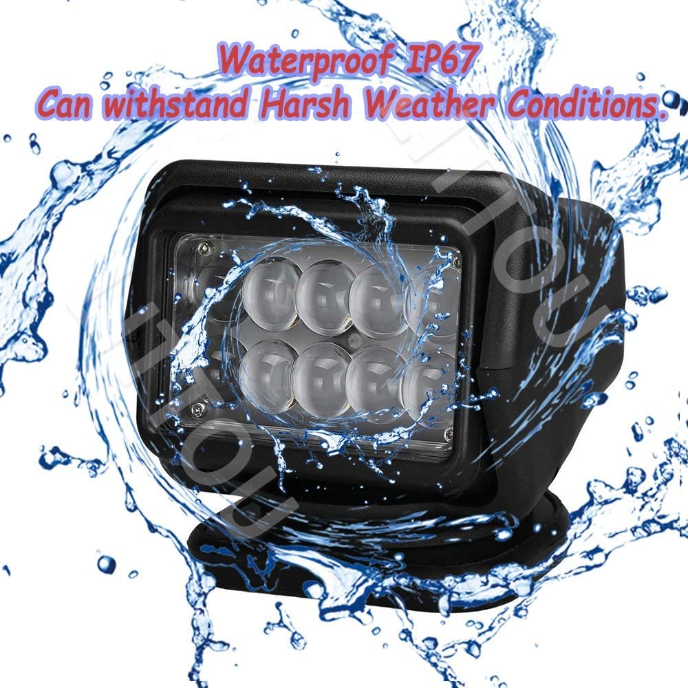MARCHFA LED Suchscheinwerfer Arbeitsleuchte Funkfernsteuerbar mit Magnetfuß Suchlicht - CREE Chip Wetterfest 360 Grad Drehbar für Auto Offroad Jagd Boot Garden 50 W DC 12V (Kurz)
