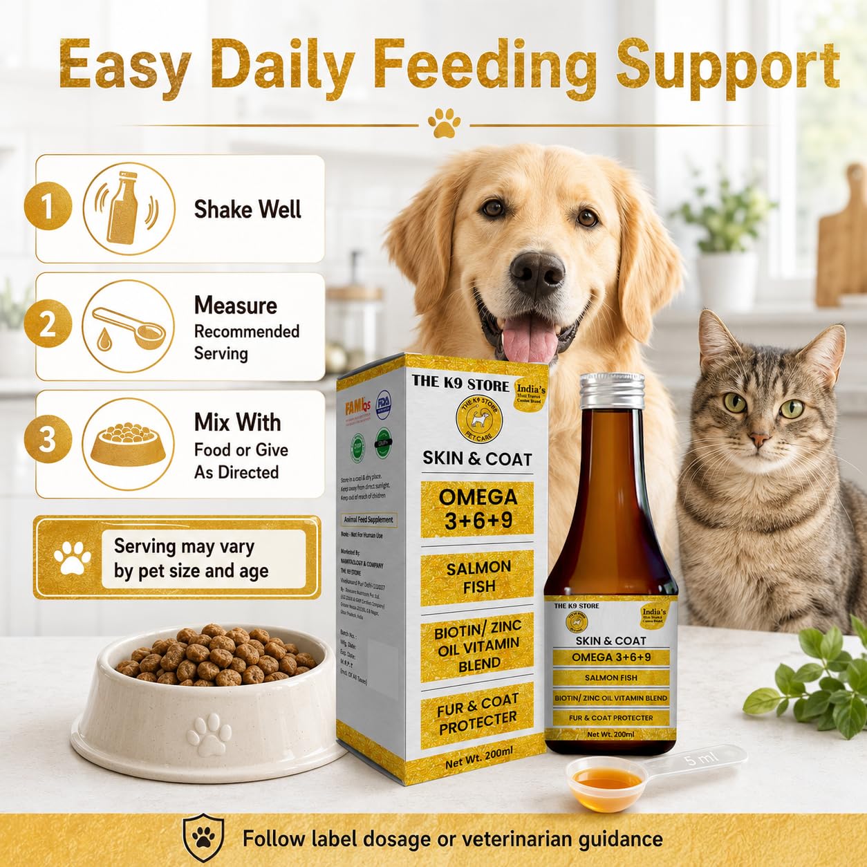Mobi Skin & Coat Supplement for Dogs & Cats | Salmon Fish Oil with Omega 3 6 9, Biotin & Zinc | Dog Fish Oil Supplement for Healthy Skin, Shiny Coat & Hair Wellness | Liquid Formula 100 ML 2