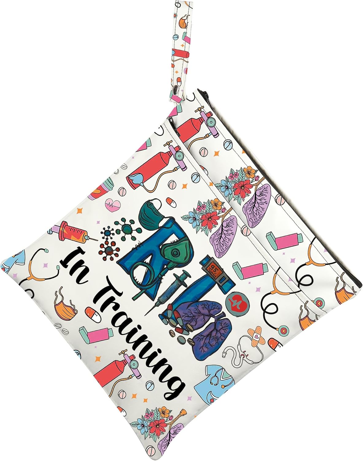 CMNIM Respiratory Therapist Gifts RT In Training Zipper Pouch RT Student Gifts Respiratory Therapy Zipper Pockets Wet Dry Bag (Therapist Wet Bag)