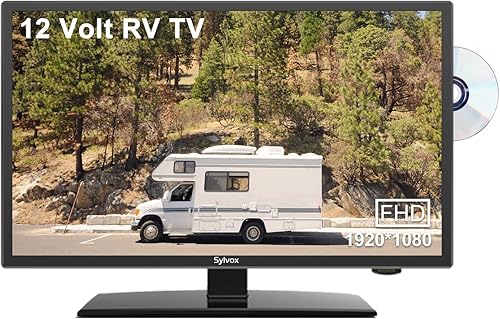SYLVOX Televisor de 12 V de 24 pulgadas, 1080P RV TV de 12 voltios DC alimentado por HD (ATSC), sintonizador integrado de HDTV (ATSC), reproductor