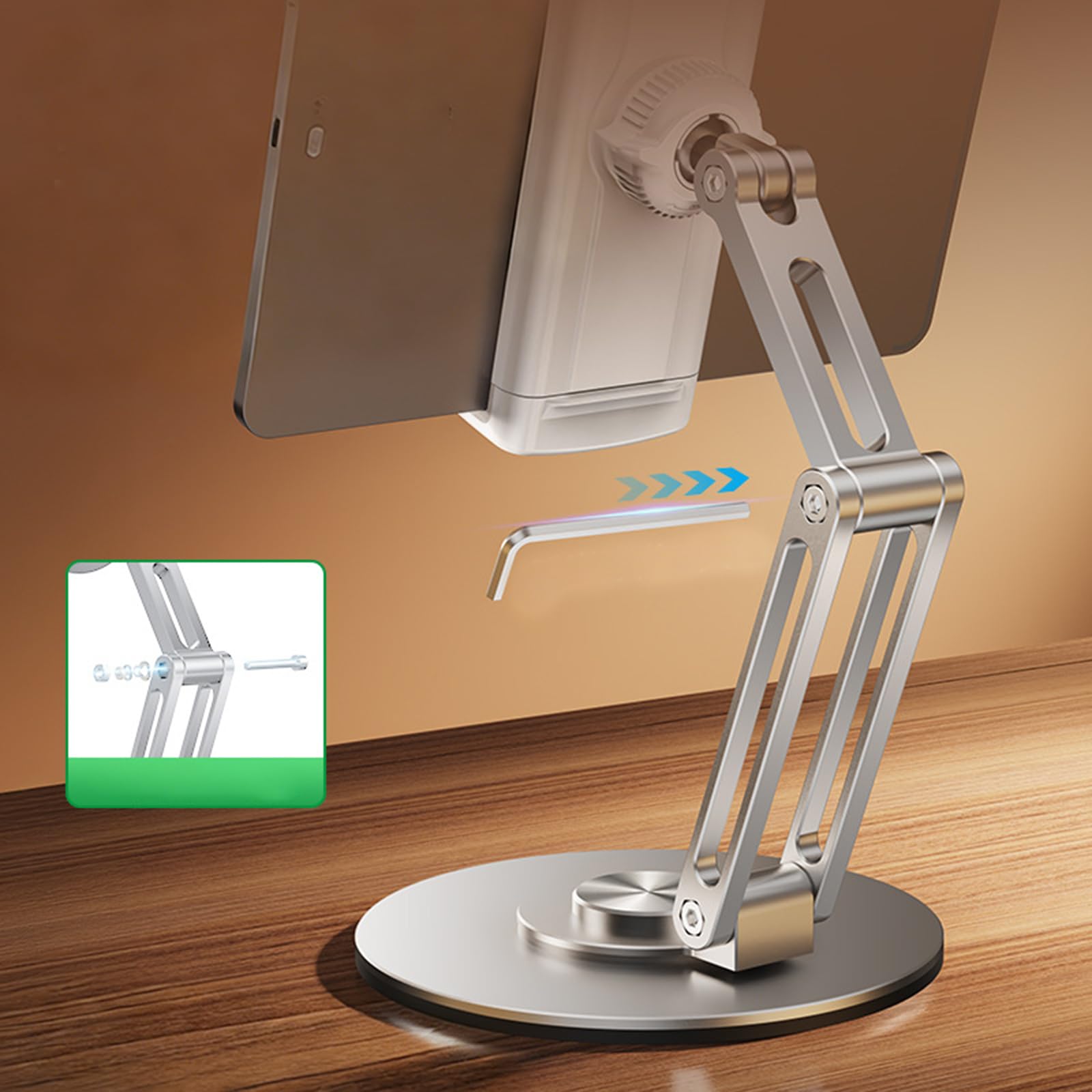 Supporto per tablet Supporto girevole a 360 gradi Portatile Pieghevole Staffa da Tavolo Supporto per Tablet Telefono Desktop Ergonomico Regolabile Notebook