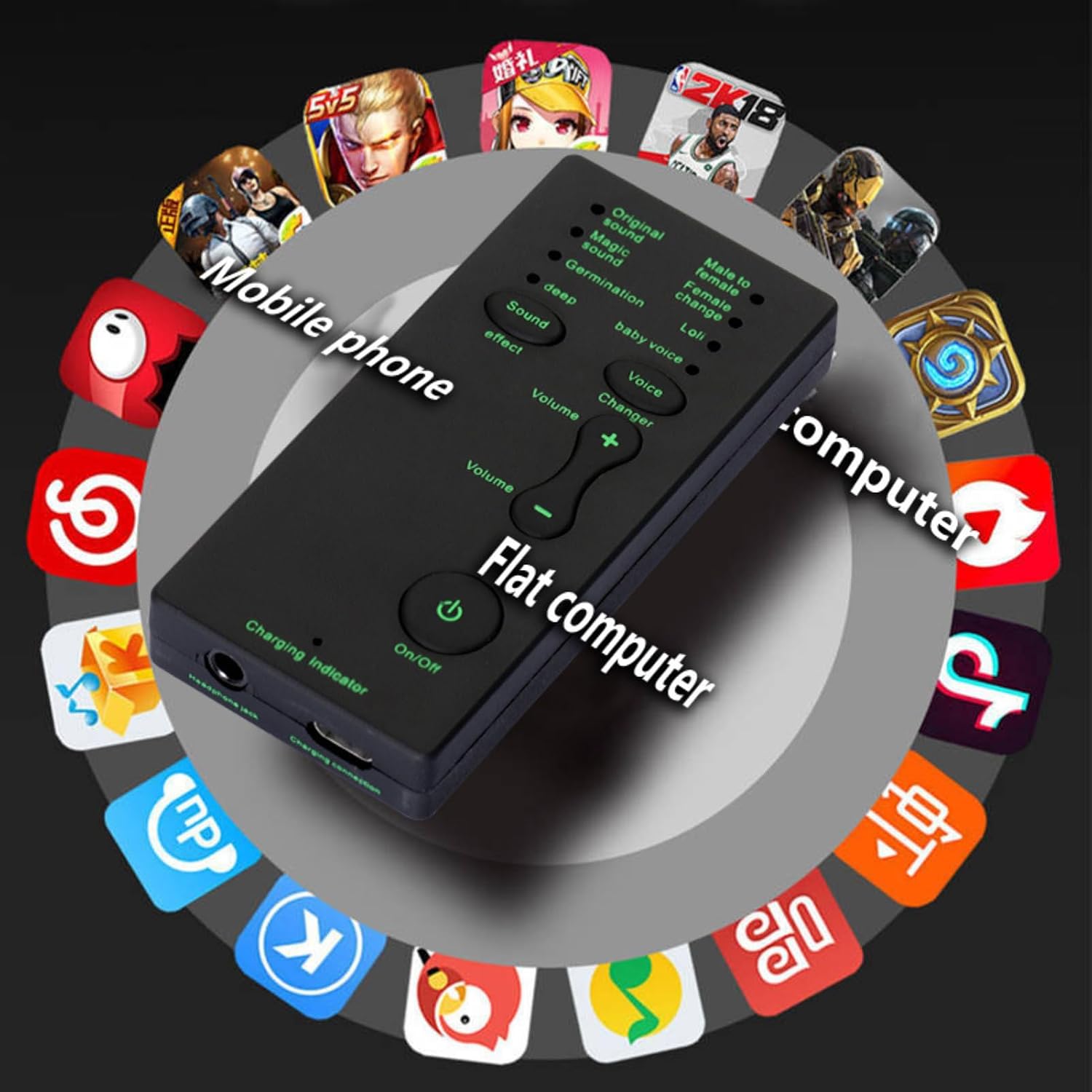 Mini Voice Changer Device Portable Sound Card Broadcast - 7 Voice Changes, Plug and Play, Small & Lightweight, Works for Phone, Computer, Tablet for for