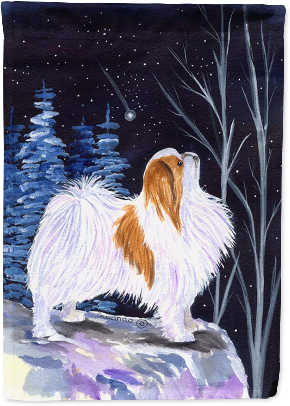 Caroline's Treasures SS8363CHF Starry Night Japanese Chin Canvas House Flag, Large, Multicolor