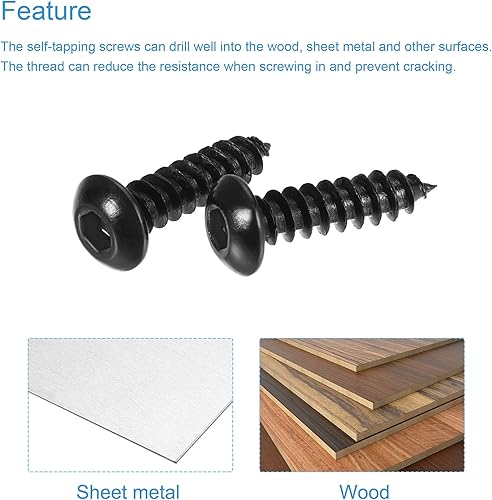 Miniatura 4 de uxcell Tornillos autorroscantes hexagonales, tornillo de madera de acero al carbono M3 x 0.472 in 400pcs