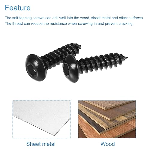 Miniatura 4 de uxcell Tornillos autorroscantes hexagonales, tornillo de madera de acero al carbono M3 x 0.472 in 400pcs