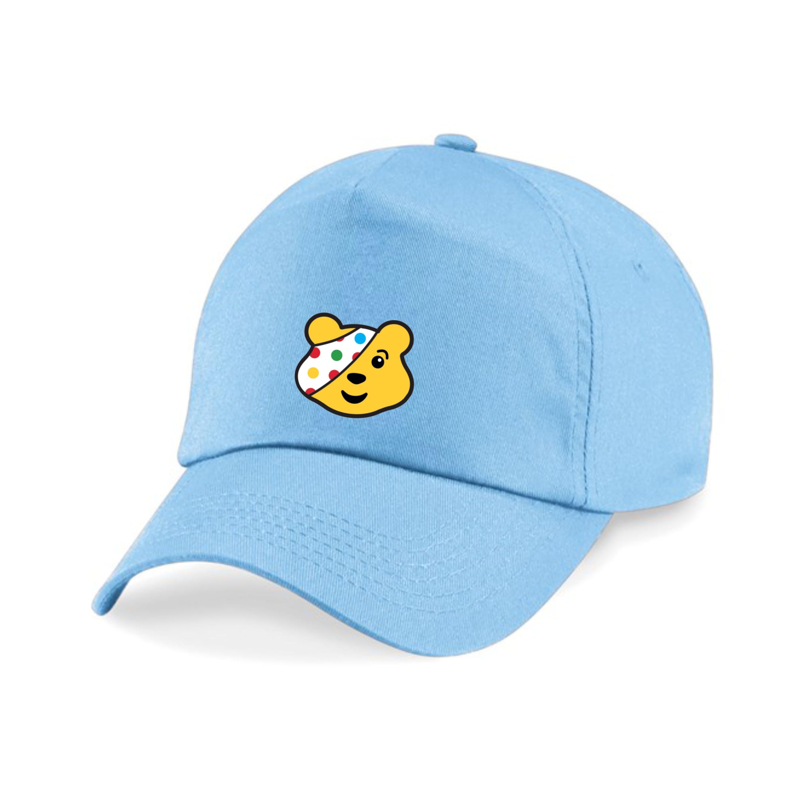 Show Your Spots Pudsey 2025 P-Cap, Support Bear Charity Fundraiser Hat, Spotty Day Adjustable Baseball Cap UK (Sky)