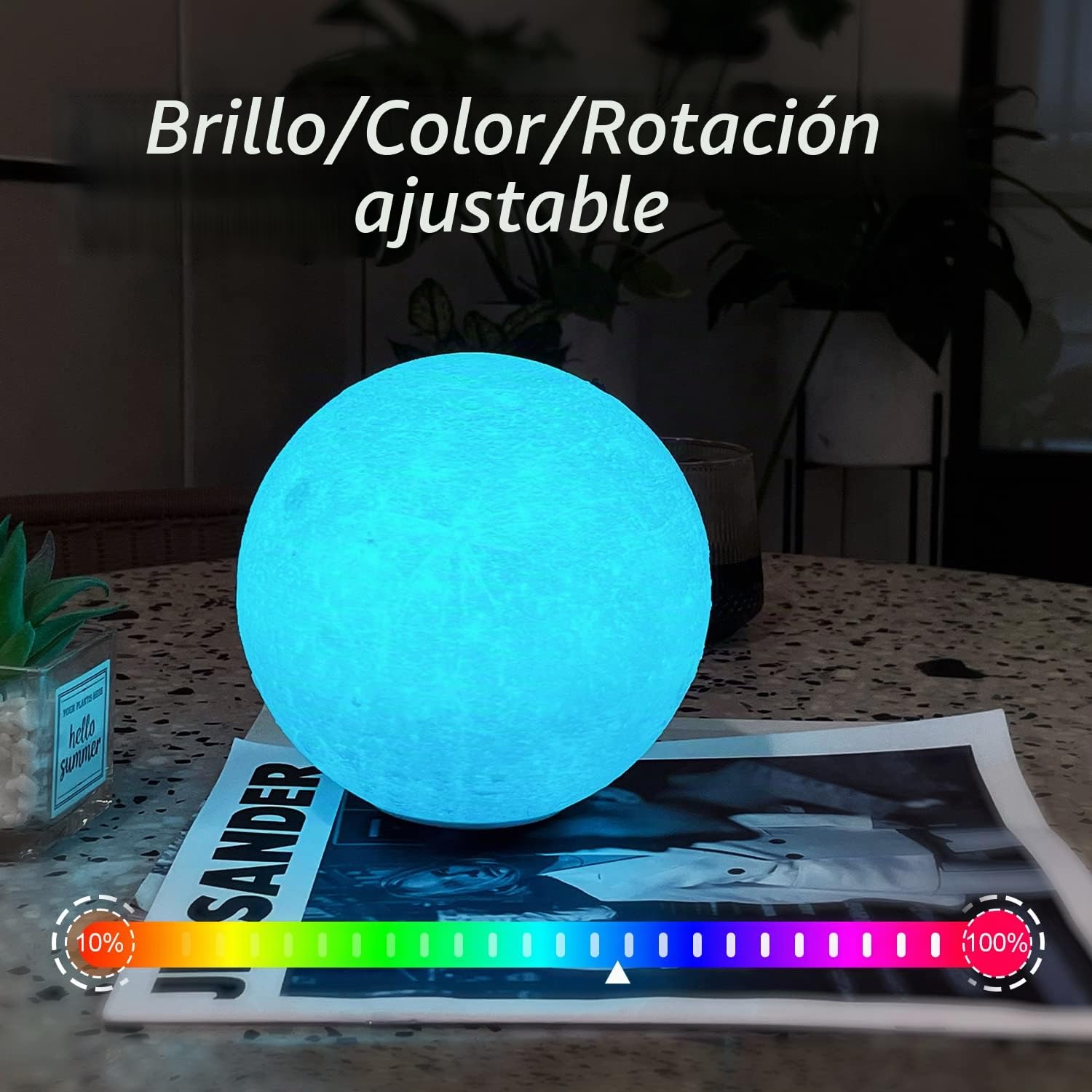 tekstap Lámpara de Luna con Control Remoto y Táctil, 16 Colores Regulables, Rotación de 360°, Luz de Luna de 15 cm, Impresión 3D, Luz de Noche Recargable, Regalos para Niños/Cumpleaños