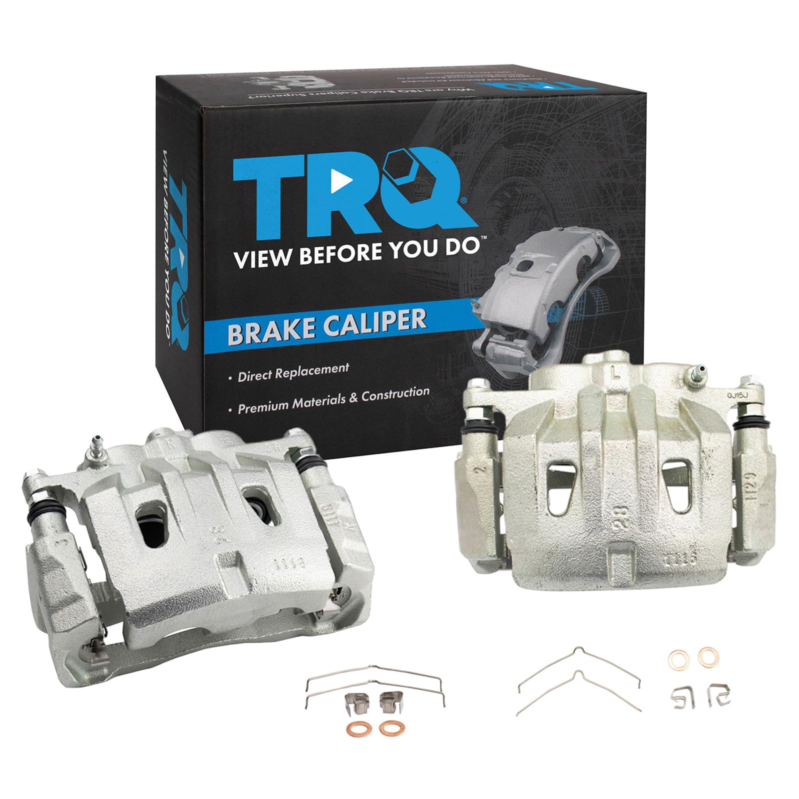 TRQ Front Brake Caliper Set Zinc Coated Brackets Hardware Compatible with 2010-2015 Lexus RX350 2015 RX450h 2010-2019 Toyota Highlander 2011-2020 Sienna