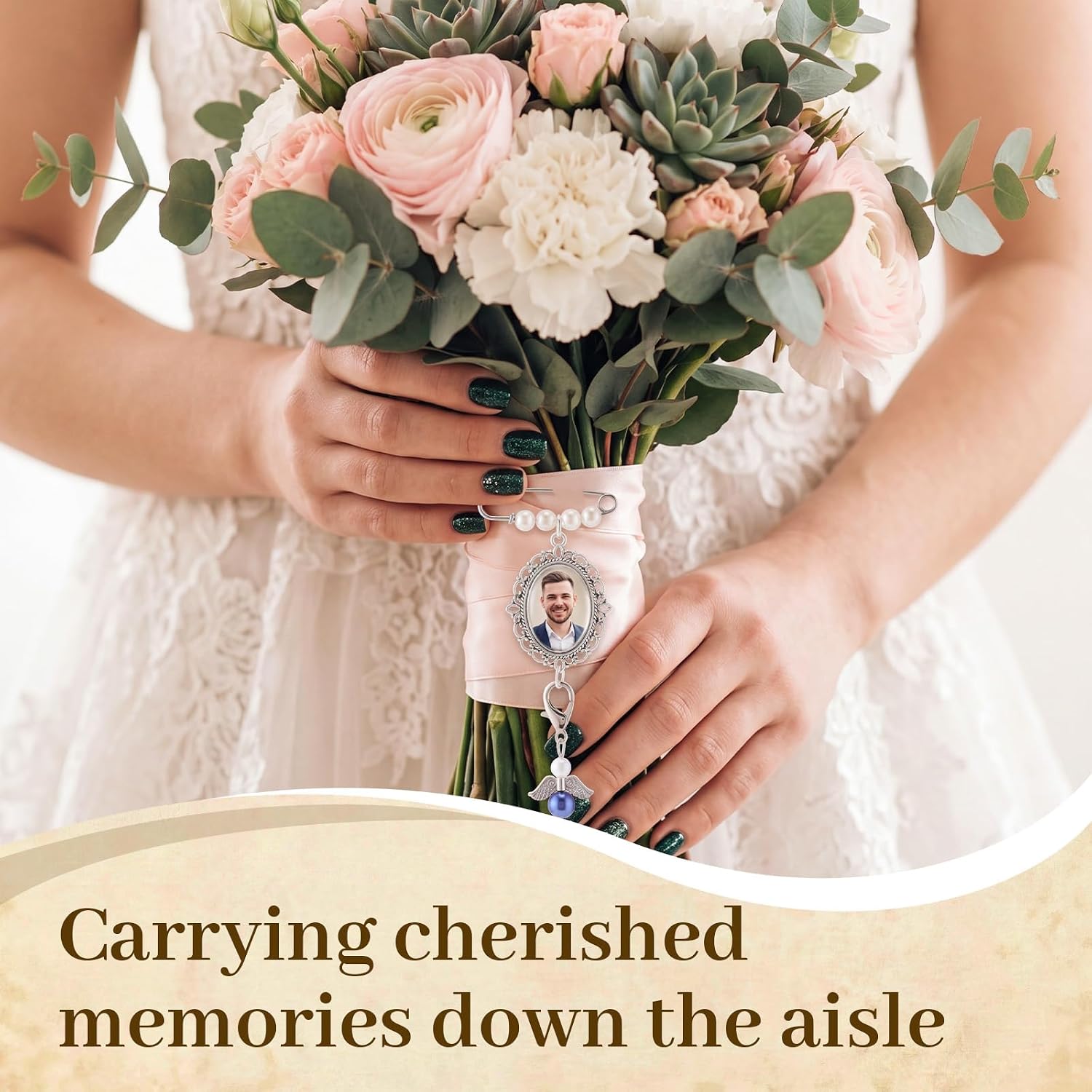 Memorial Photo Charm Pin Bulk Wedding Bouquet Keepsake Pins Graduation Tassel Photo Charm Grad Cap Decor Pearl Pin for Funeral Family Ceremony Bridal Boutonniere