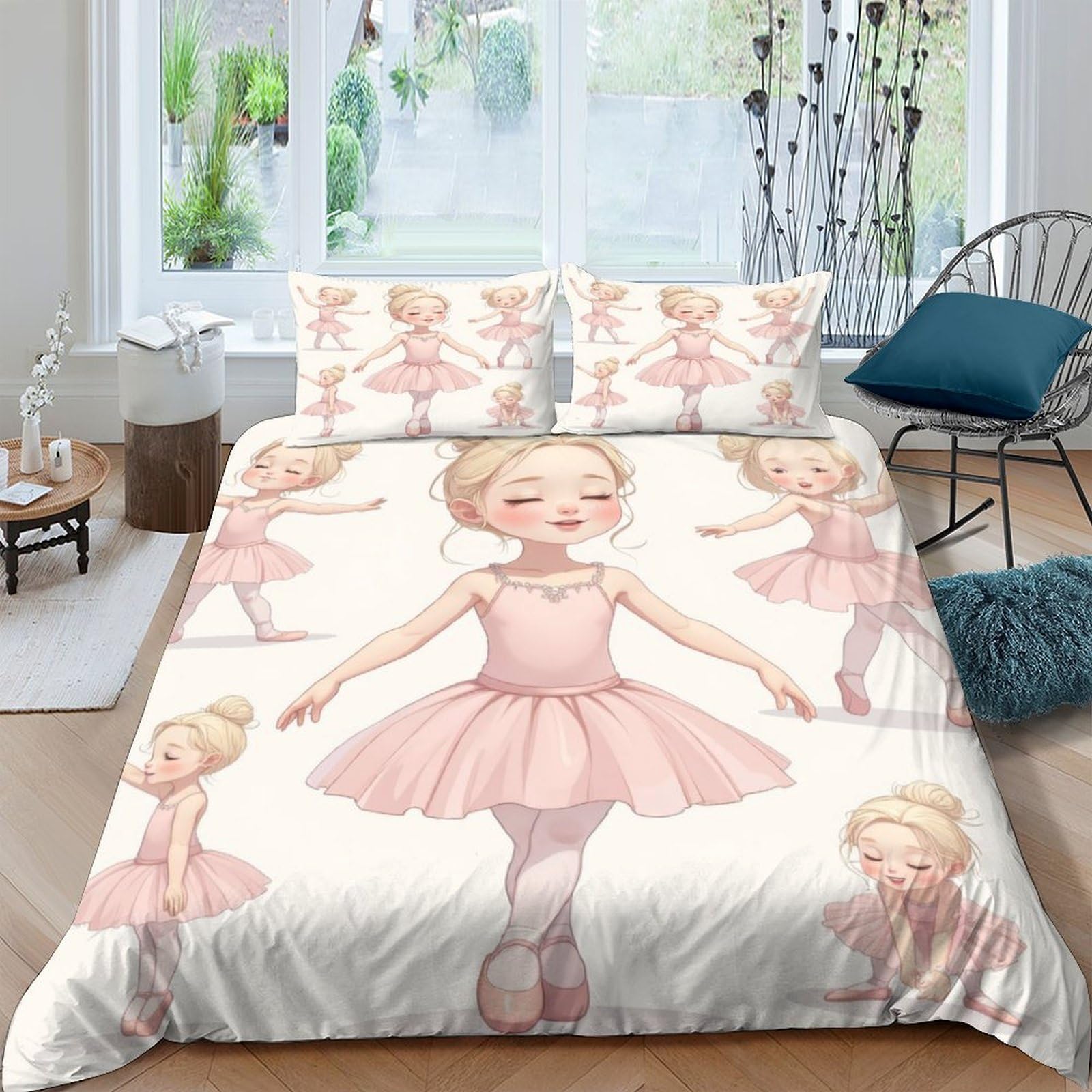 Ctjqhvkz Girls Style-5 3D Printed Ballet Fitted Sheet Microfiber Pink Cartoon Bed Cover For Bedroom Guest Room Dorm Mattress Decor Single（135X200cm）