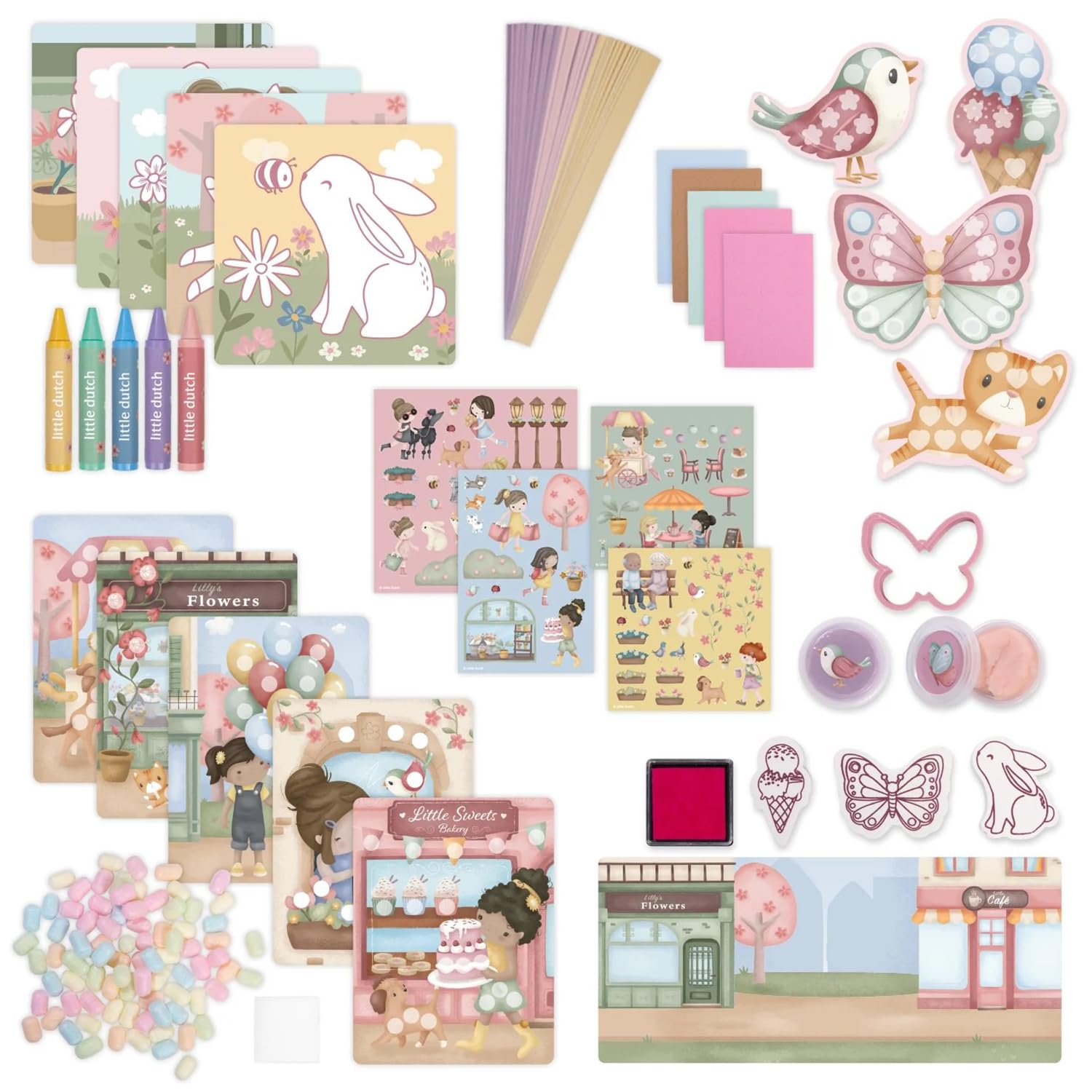 Little Dutch Juego de manualidades XL – para niñas a partir de 3 años – Pegatinas creativas – Caja creativa – Rosa & Friends