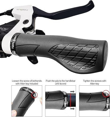 Vista 112 de Empuñaduras de manillar de bicicletas, empuñaduras ergonómicas de aluminio para bicicleta, vibraciones de amortiguación, empuñaduras de manillar