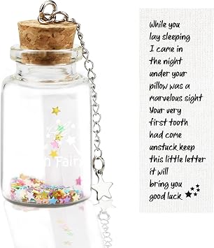 free-space Tooth Fairy Letter with Keepsake Box Tooth Lost Memorial Bottle Gift Boy or Girl Shiny Star with Message Cloth Bottle