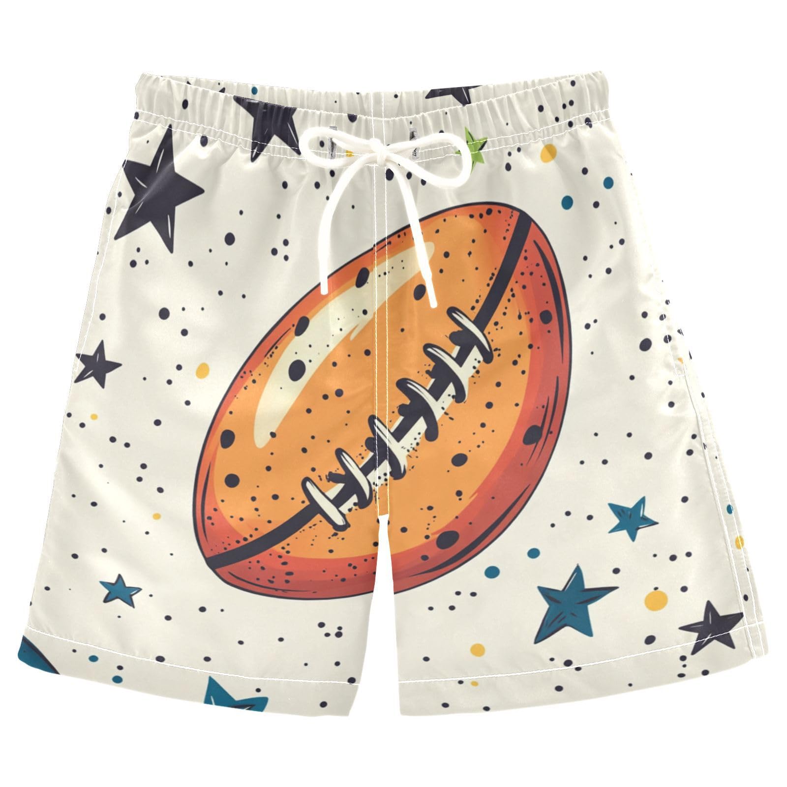 Jucciaco Boys Beach Board Shorts Rugby Star Football Sport Swim Trunk Teen Swimwear