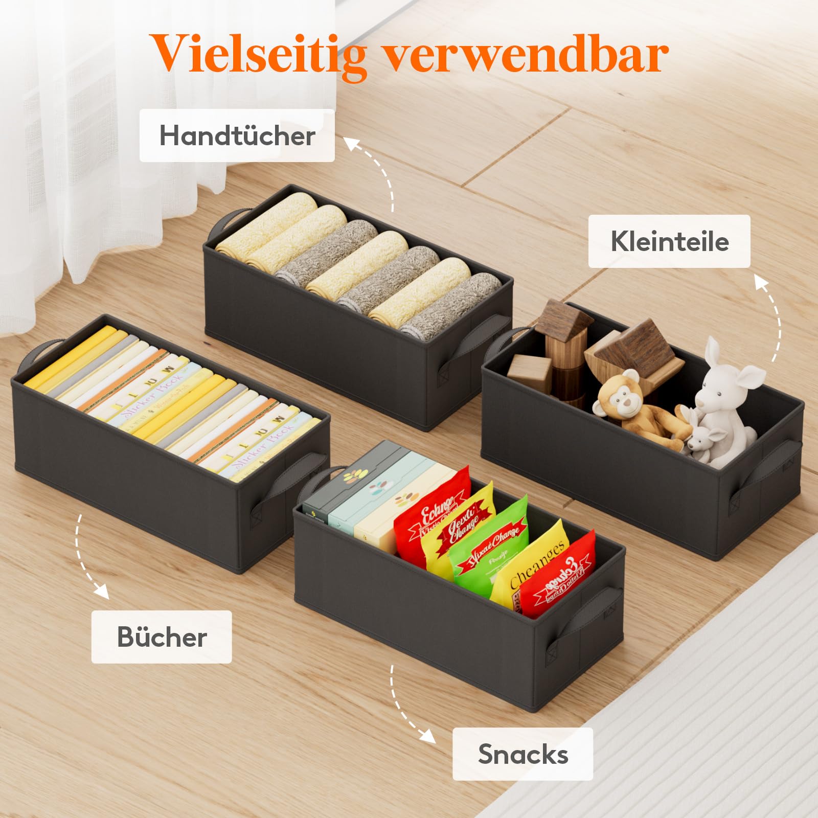 Lifewit DVD Aufbewahrungsbox, Stapelbarer DVD Aufbewahrungsbehälter, faltbarer DVD Behälter mit Deckel, fasst bis zu 100 DVDs 25 Stück pro Einheit für Haus und Auto, 40 x 20 x 14,5cm, 4er Pack