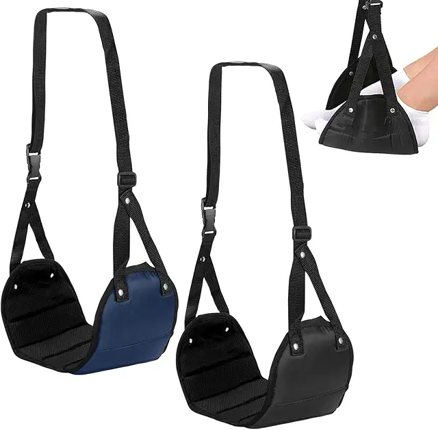 Foot Hammock for Airplane Travel - Portable Adjustable Leg Rest (2-Piece Set)