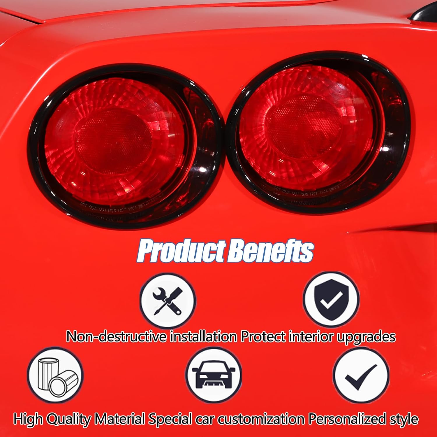 Tail Light Cover Guard Compatible with Chevy Corvette C6 2005-2013, Rear Tail Light Guards Cover, Tail Light Lamp Cover Guard Trim Frame Bezels Decoration (Gloss Black)