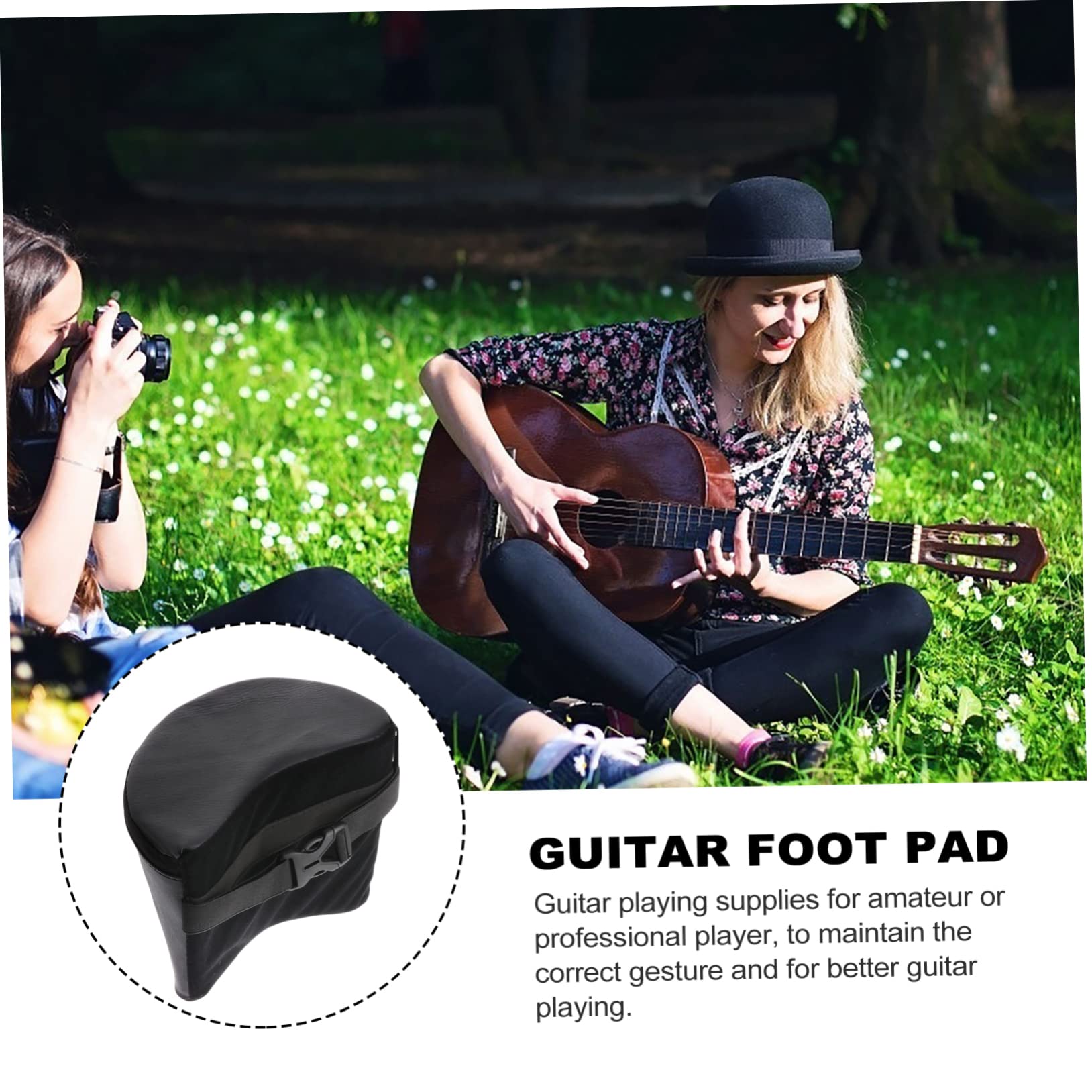 Supporto per Chitarra Classica Elastico e Imbottitura Nera | Pelle Sintetica e Schiuma, per Performance e Studio, Accessori Flamenco per Musicisti Principianti e Professionisti
