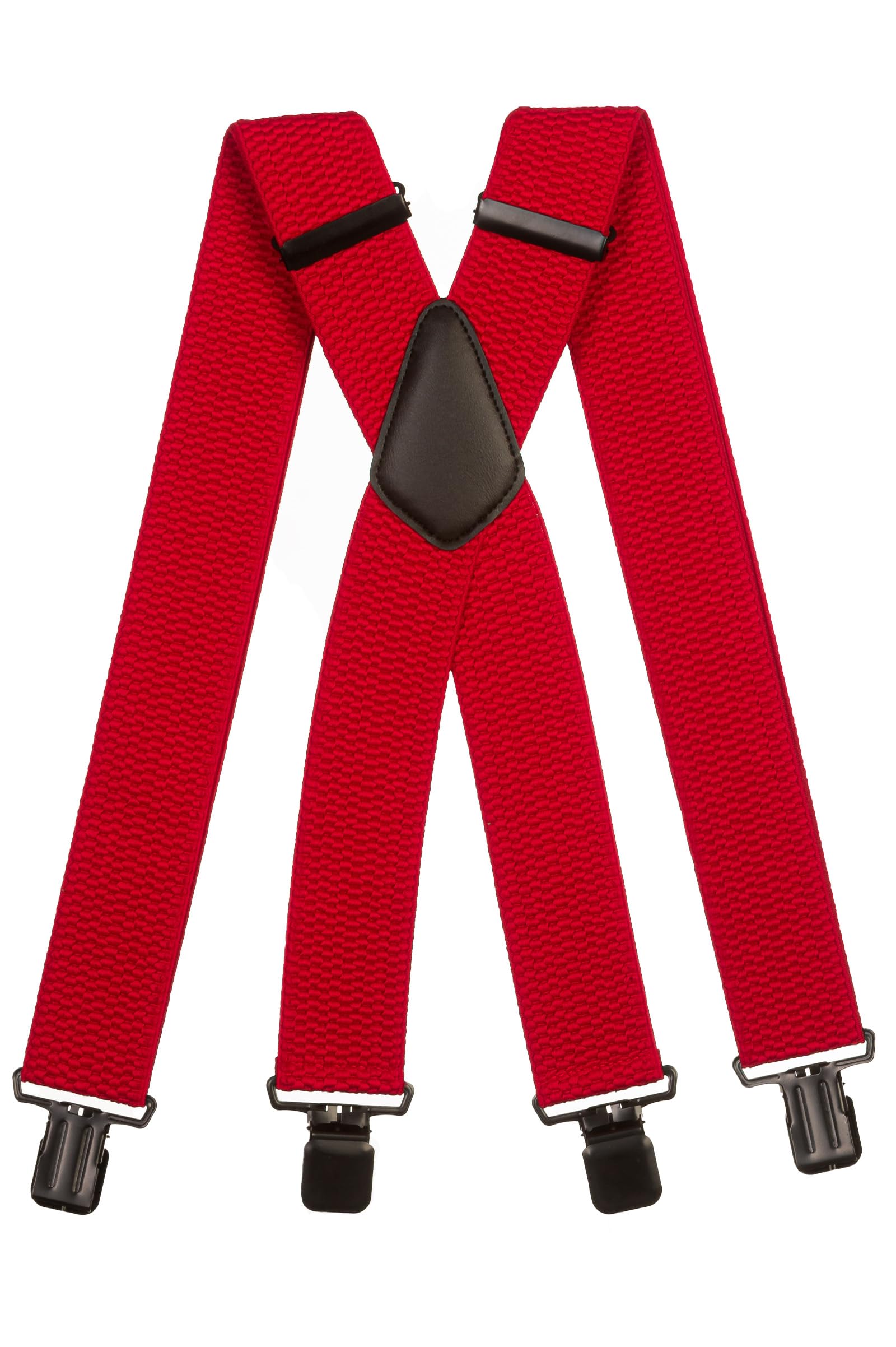 Olata Men's Extra Wide X-Shape Braces/Suspenders - 5cm. Red (Black Clips)