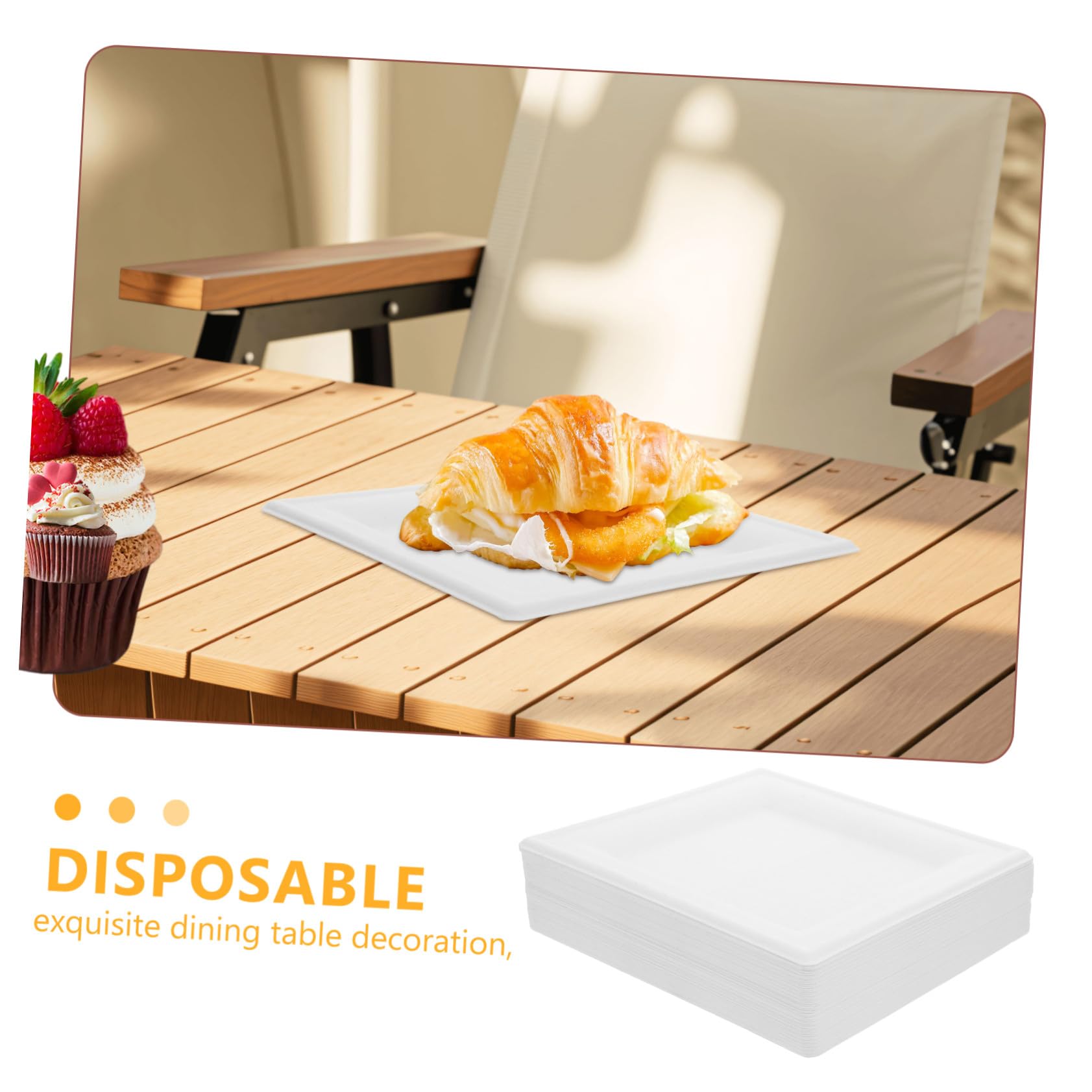 Anneome Lot de 50 Assiettes en Papier Blanc Épaisses, Carrées, Design Moderne et Élégant, pour Buffet, Mariages et Baby Shower