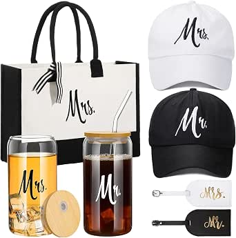 Ninivi Regalos de despedida de soltera, taza de 473 ml con tapa, pajitas y tapa de pajita, vasos de cristal de café helado, regalos de despedida de soltera, regalos de boda para