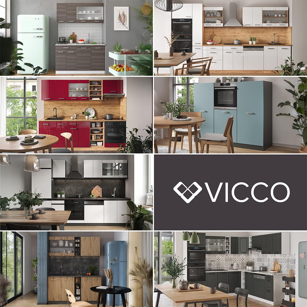 Vicco Frontale cucina R-Line, Nero lucido, 59.6 x 71.3 cm frontale del mobile per mobile forno a mezza altezza, adatto per armadi da cucina R-Line per un montaggio semplice