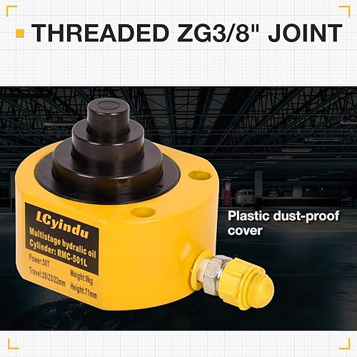 Miniatura 24 de Cilindro hidráulico 100T Jack Ram 2.72 "carrera sólida de un solo efecto multisección cilindro hidráulico Ram Cilindro hidráulico de elevación Jack