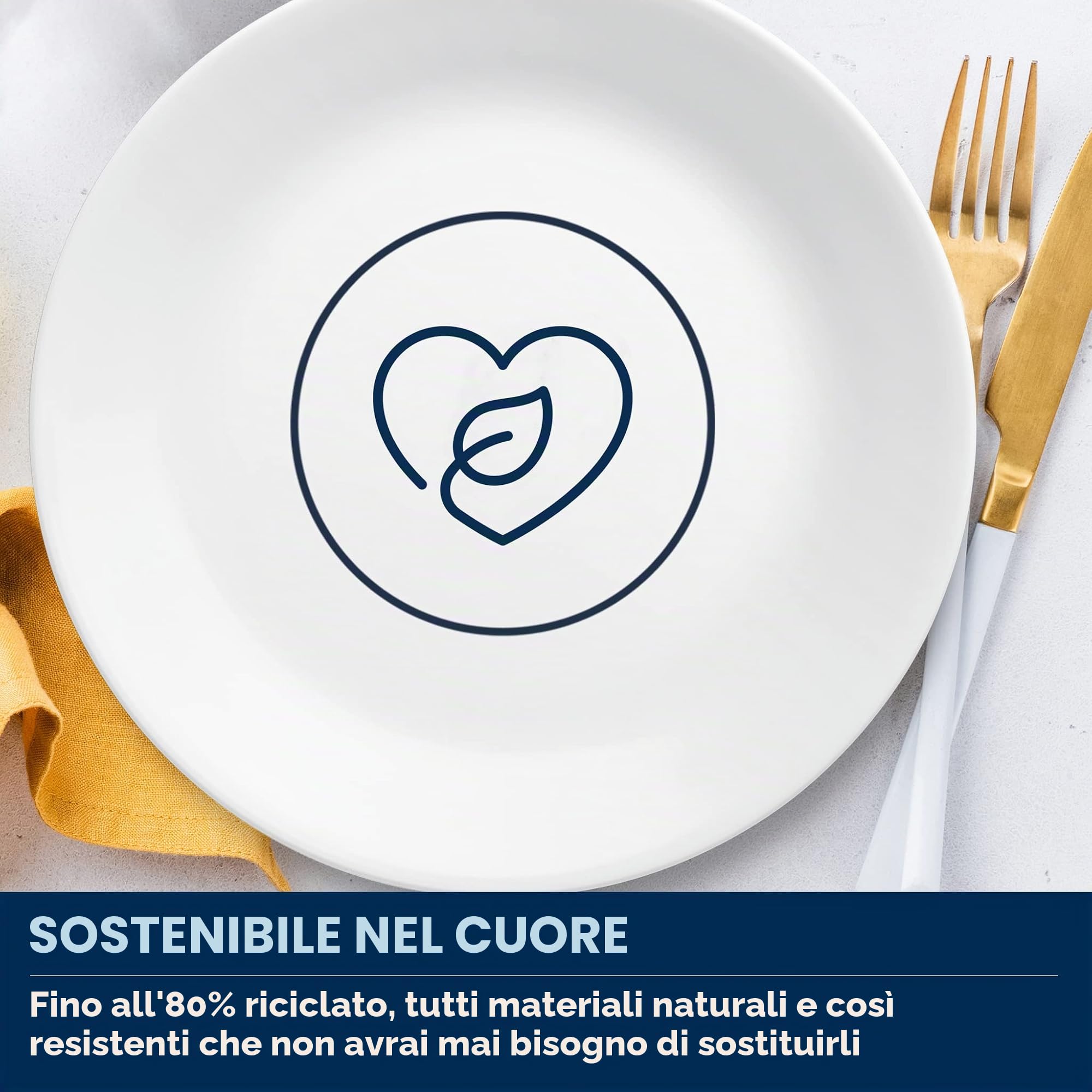 Corelle Piatto piano, bianco puro, set da 12 pezzi