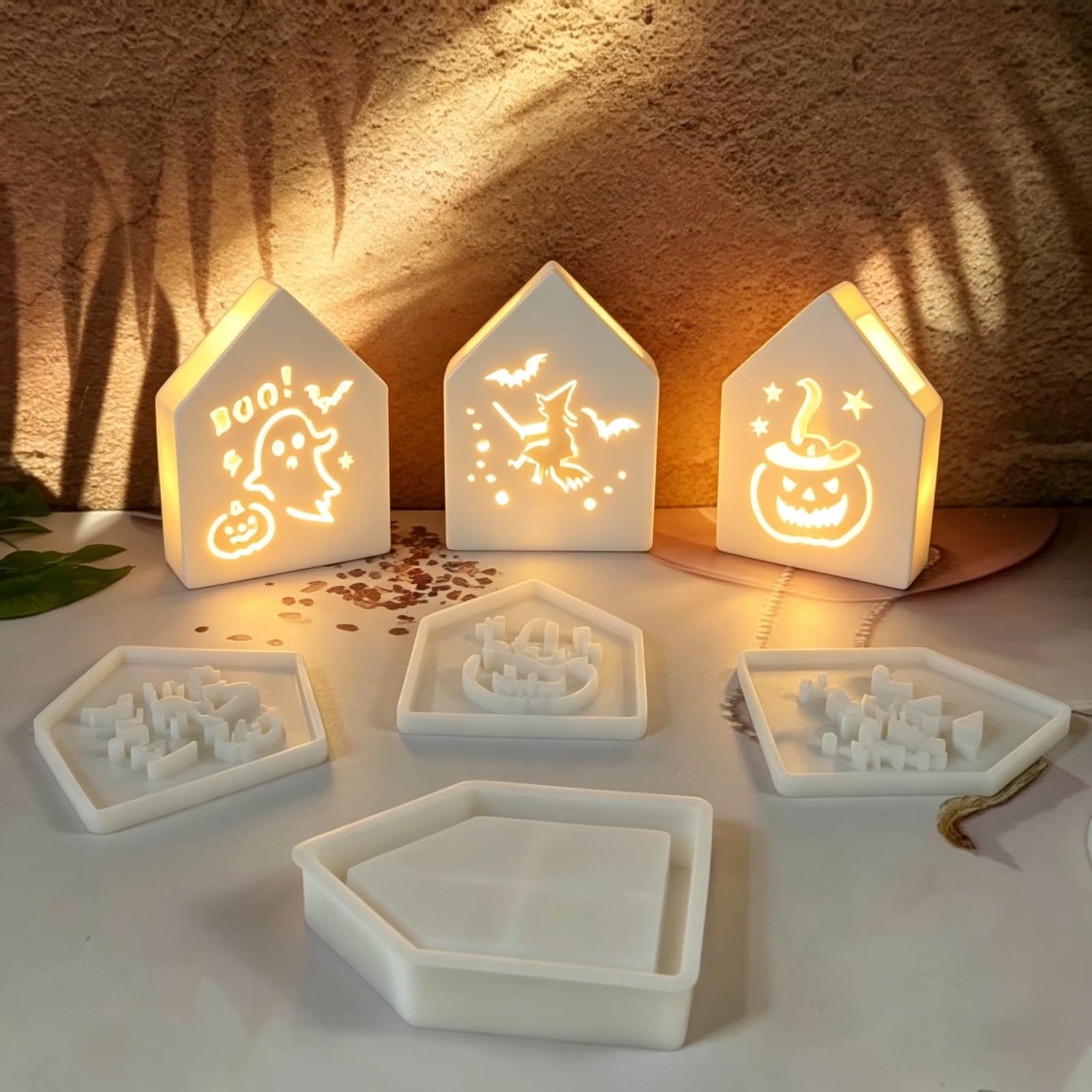 Juego de moldes de silicona para Halloween, 4 unidades, para decoración ambiental de Halloween