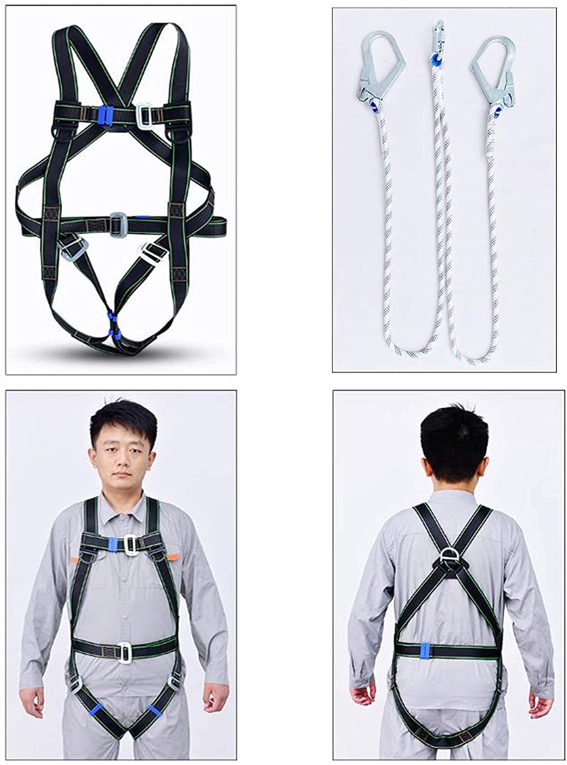 Kit de protección contra caídas SSSS, arnés de Seguridad Personal anticaídas con Gancho para protección contra caídas de Cuerpo Entero (C) (A) (B)