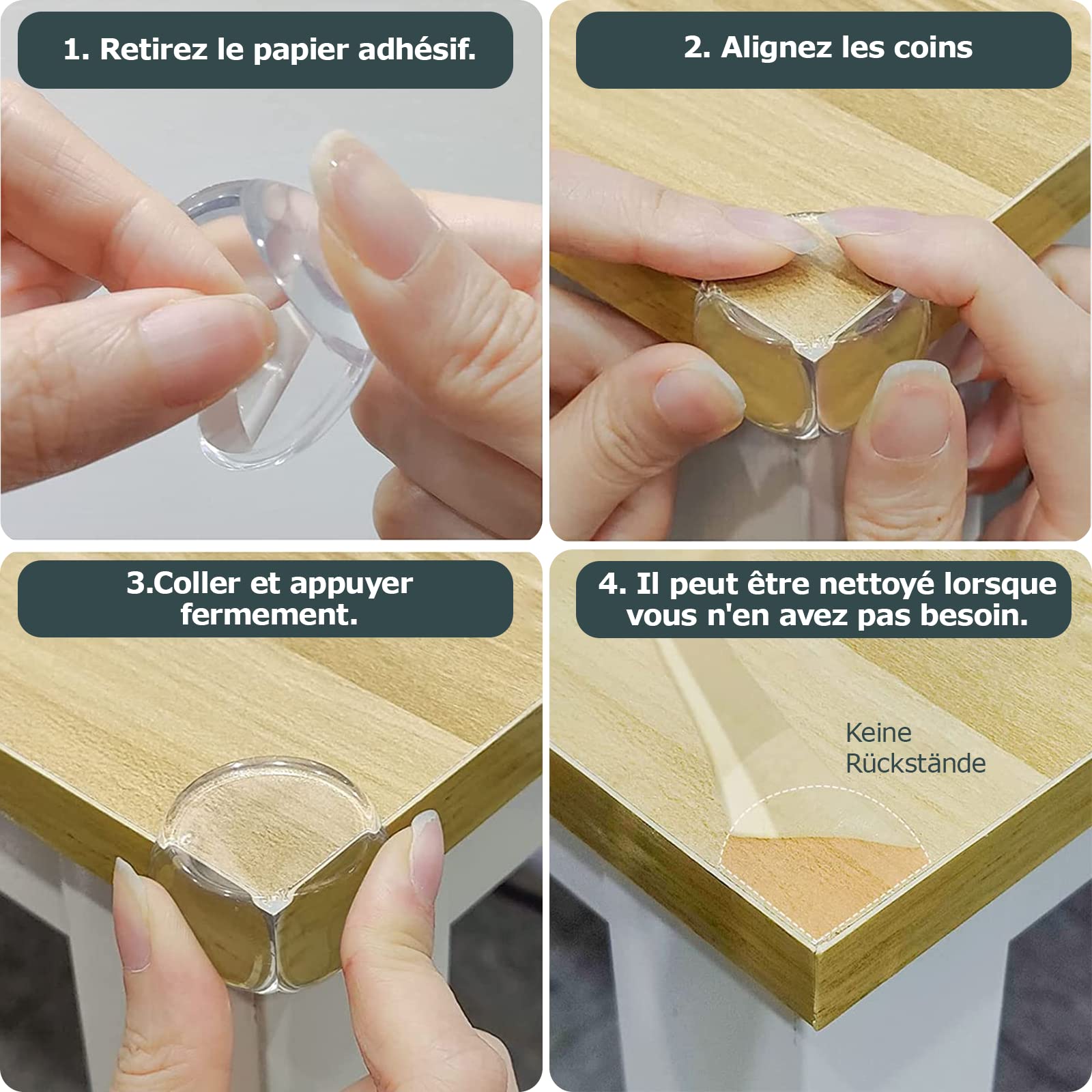BillyBath Protections Coin de Table pour Bébé - Protections d'angle pour Meuble Sécurité Enfant pour Bureau, Berceau, Cheminée, Table, Coins & Bords Molles + sans Danger Rondes Pack de 12