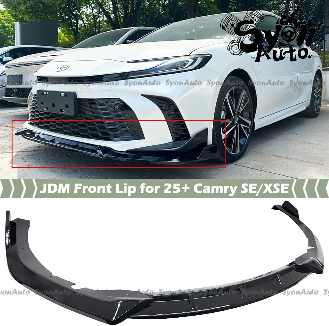 FOR 2025+ TOYOTA CAMRY SE XSE JDM STYLE GLOSS BLACK 3 PCS FRONT BUMPER LIP SPLITTER KIT