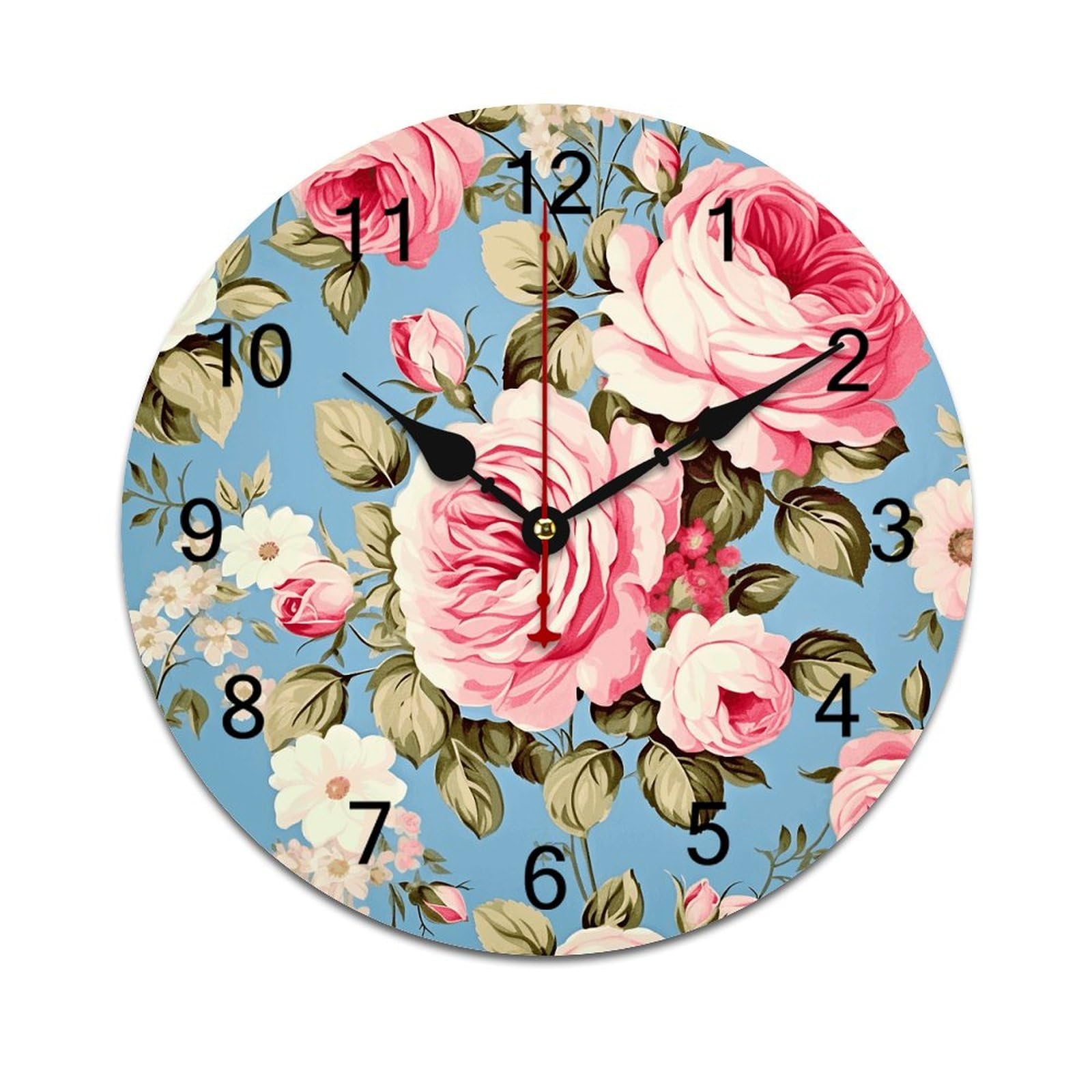 Horloge murale vintage en PVC de 25,4 cm silencieuse pour salon et bureau