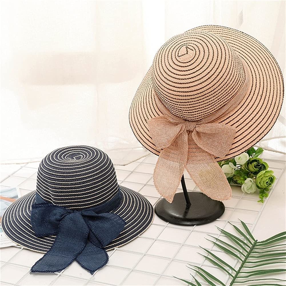 Beach Vacation Fashion Womens Sun Hats Bowknot Visor Caps Hand Made DIY Straw Summer Casual Shade Hat