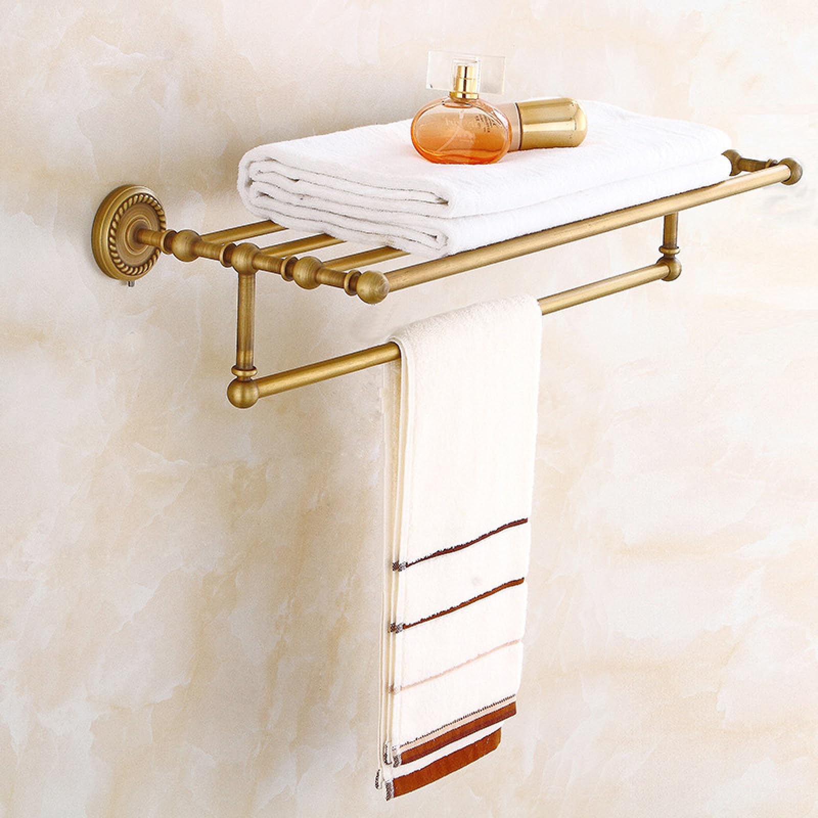 Porte-serviettes antique en cuivre suspendu avec rangement WC