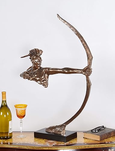 Bronzed Indian Shooter Statue Sculpture Table Accessory