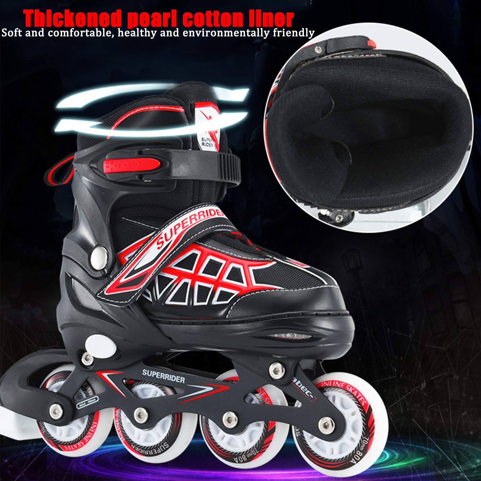 Klzzuk Rollers en Ligne Réglables pour Enfants Adultes,Patins en Ligne Patins à roulettes pour Débutants avec Roues en PU,Excellents Cadeaux pour Garçons,Filles,Hommes et Femmes
