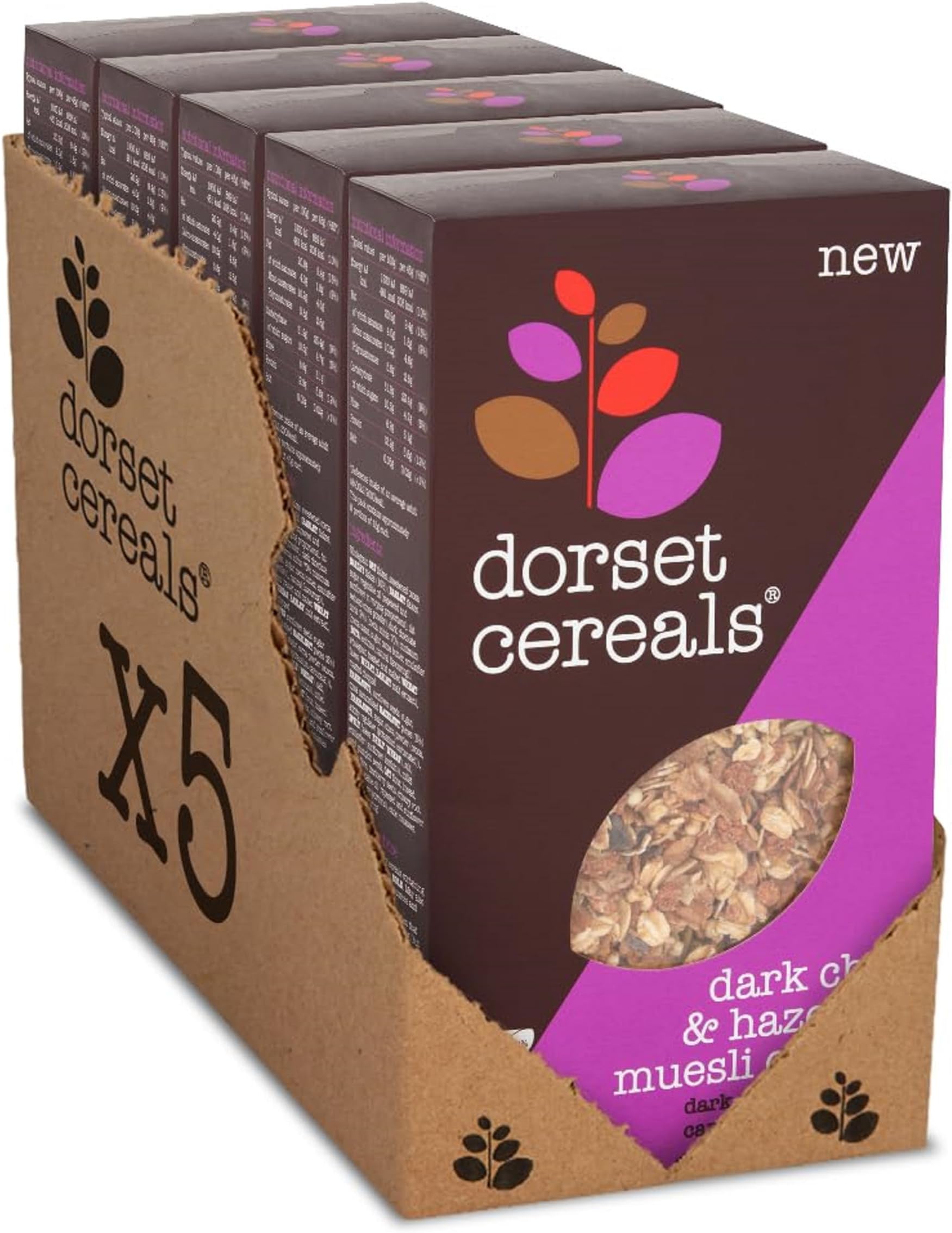 Dorset Cereals Dark Chocolate & Hazelnut Muesli Crunch | Healthy Breakfast Cereal | Vegetarian | High Fibre | 400 g 5 Pack