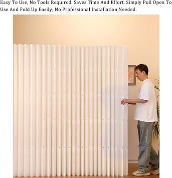 Paper Room Divider Screen - Folding Privacy Temporary Wall Partition Room Dividers Portable with LED, Cubicle Fake Wall Accordion for Rooms Separation and Decorative