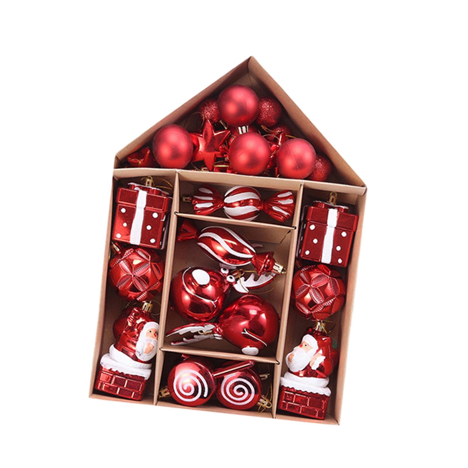Oshhni Weihnachtskugeln, Ornamente, Weihnachtsbaumdekoration, Anhänger, Weihnachtskugeln, große Menge für Partygeschenke, Festliche Winterfeiertage auf der, Rotes Bonbon-Set