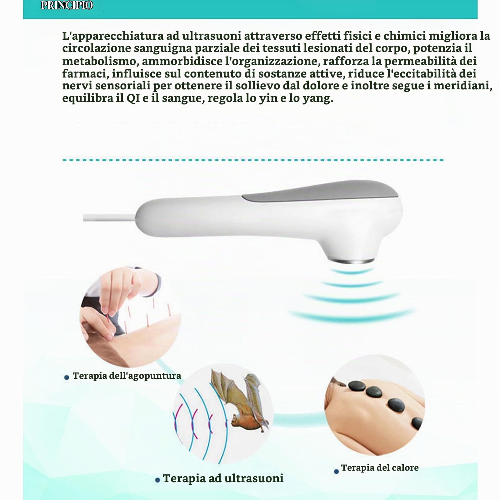 Macchina per Fisioterapia Ad Ultrasuoni, Macchina per Fisioterapia Professionale MT con 1impugnatura,3 Livelli Intensità Regolabili E Temporizzazione 10-30min,Penetra in profondità nella Pelle