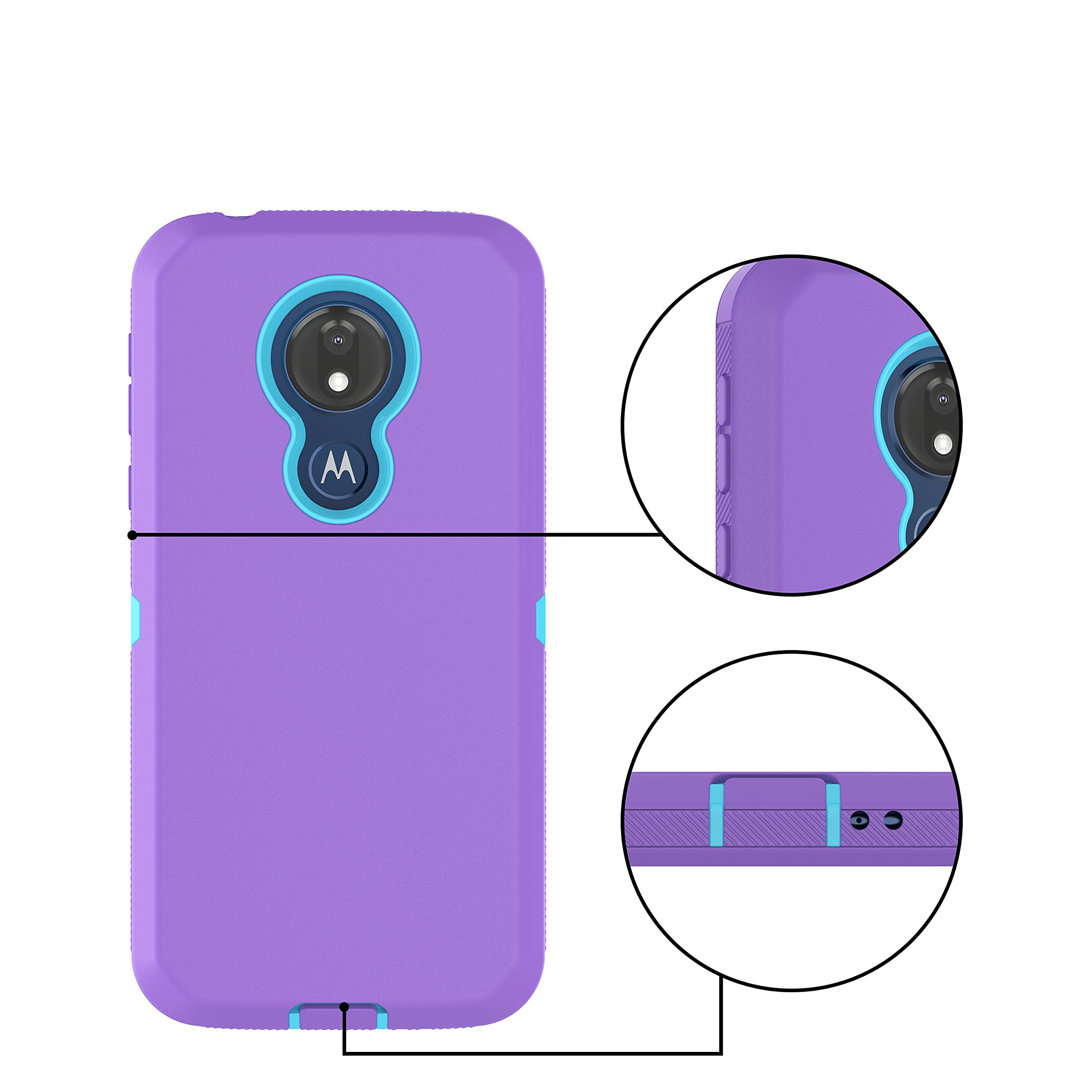 Thybx Schutzhülle Für Motorola Moto G7 Power – 3-lagiger Fallschutz, TPU & Kunststoff, In Violett