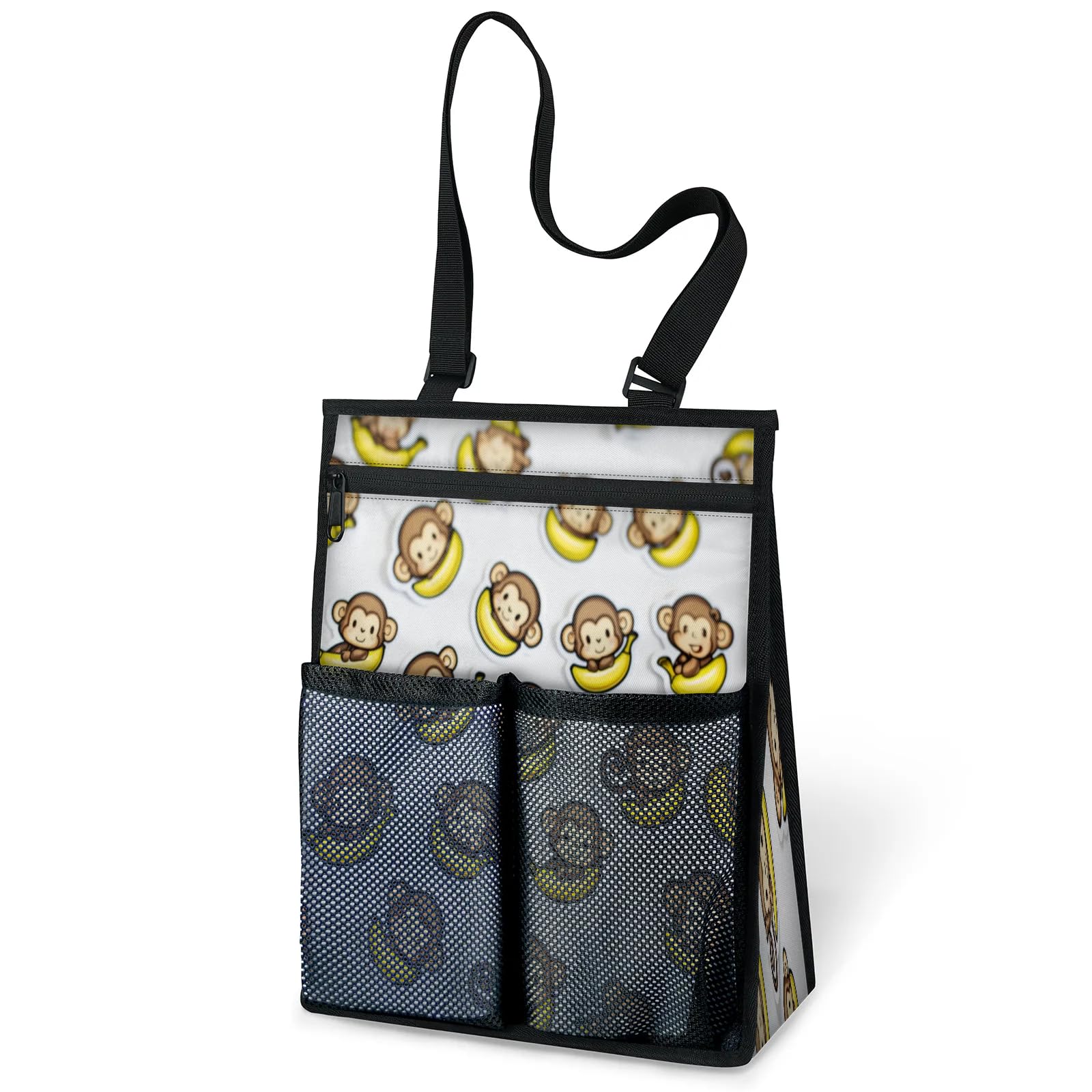 Ourtheme Monkeys Banana Portable Shower Bag for Travel Gym Camp Beach Tote Shower Caddy Bags Hanging Toiletry Organizer