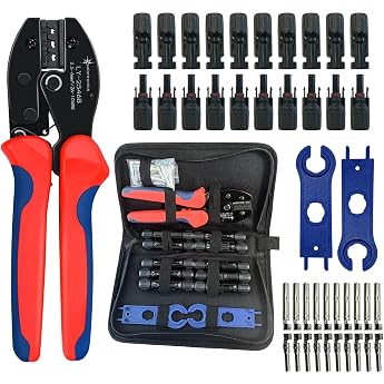 SOLARTRONICS Crimpzangenset 10 Paar Solarstecker M nnlich/Weiblich Solarpanel Kabelstecker IP67 Wasserdicht Steckverbinder f r 4mm  - 6mm  Solarkabel mit Solar-Spannschl ssel & Zange